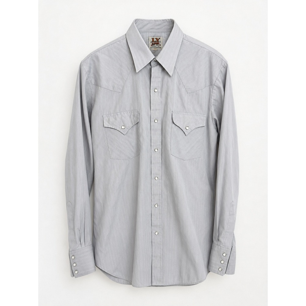 ELY Cattleman Men's 16 34 Large Western Pearl Snap Shirt Gray Cowboy Ranch